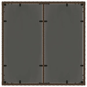 Τραπέζι Κήπου με Γυάλινη Επιφάνεια Καφέ 90x90x75 εκ Συνθ. Ρατάν