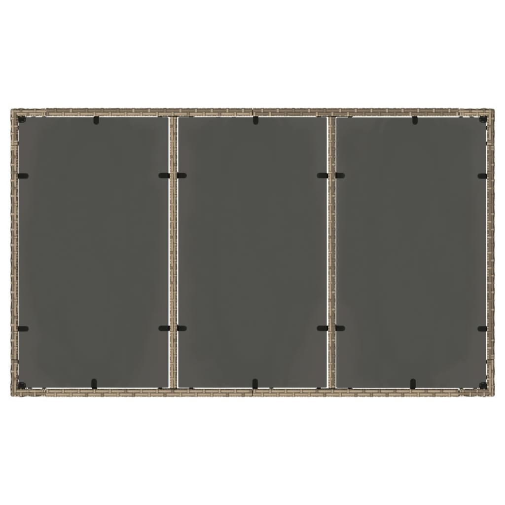 Τραπέζι Κήπου με Γυάλινη Επιφάνεια Γκρι 150x90x75εκ Συνθ Ρατάν