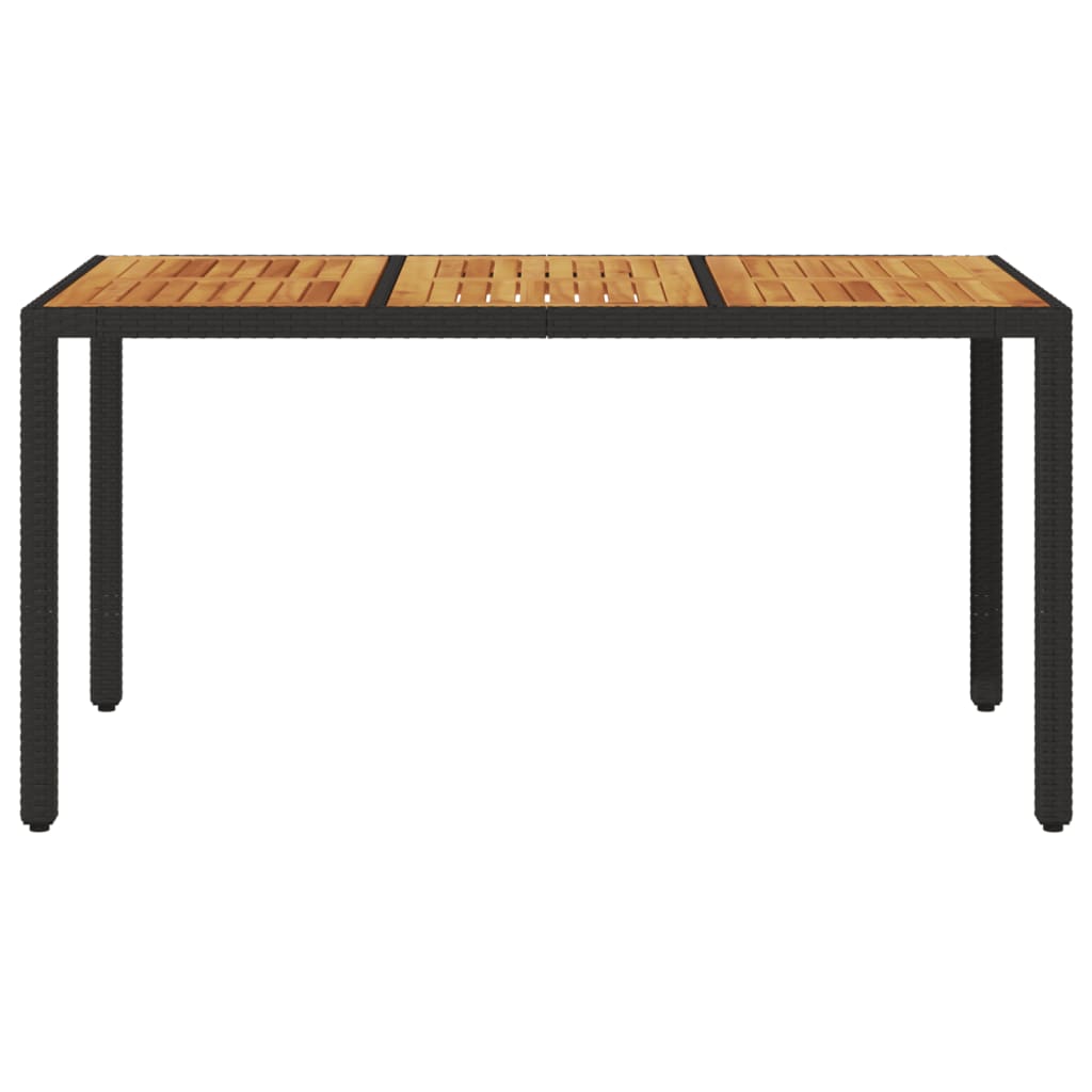 Τραπέζι Κήπου Επιφάνεια Ακακίας Μαύρο 150x90x75 εκ Συνθ Ρατάν