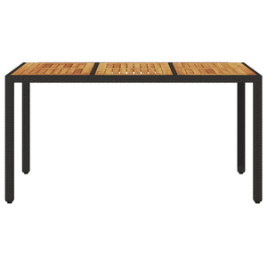 Τραπέζι Κήπου Επιφάνεια Ακακίας Μαύρο 150x90x75 εκ Συνθ Ρατάν