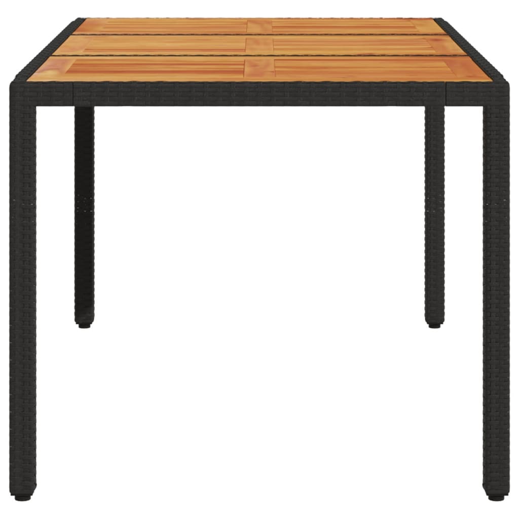 Τραπέζι Κήπου Επιφάνεια Ακακίας Μαύρο 150x90x75 εκ Συνθ Ρατάν