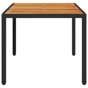 Τραπέζι Κήπου Επιφάνεια Ακακίας Μαύρο 150x90x75 εκ Συνθ Ρατάν
