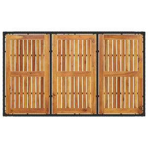 Τραπέζι Κήπου Επιφάνεια Ακακίας Μαύρο 150x90x75 εκ Συνθ Ρατάν