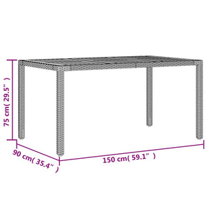Τραπέζι Κήπου Επιφάνεια Ακακίας Γκρι 150x90x75 εκ Συνθ. Ρατάν