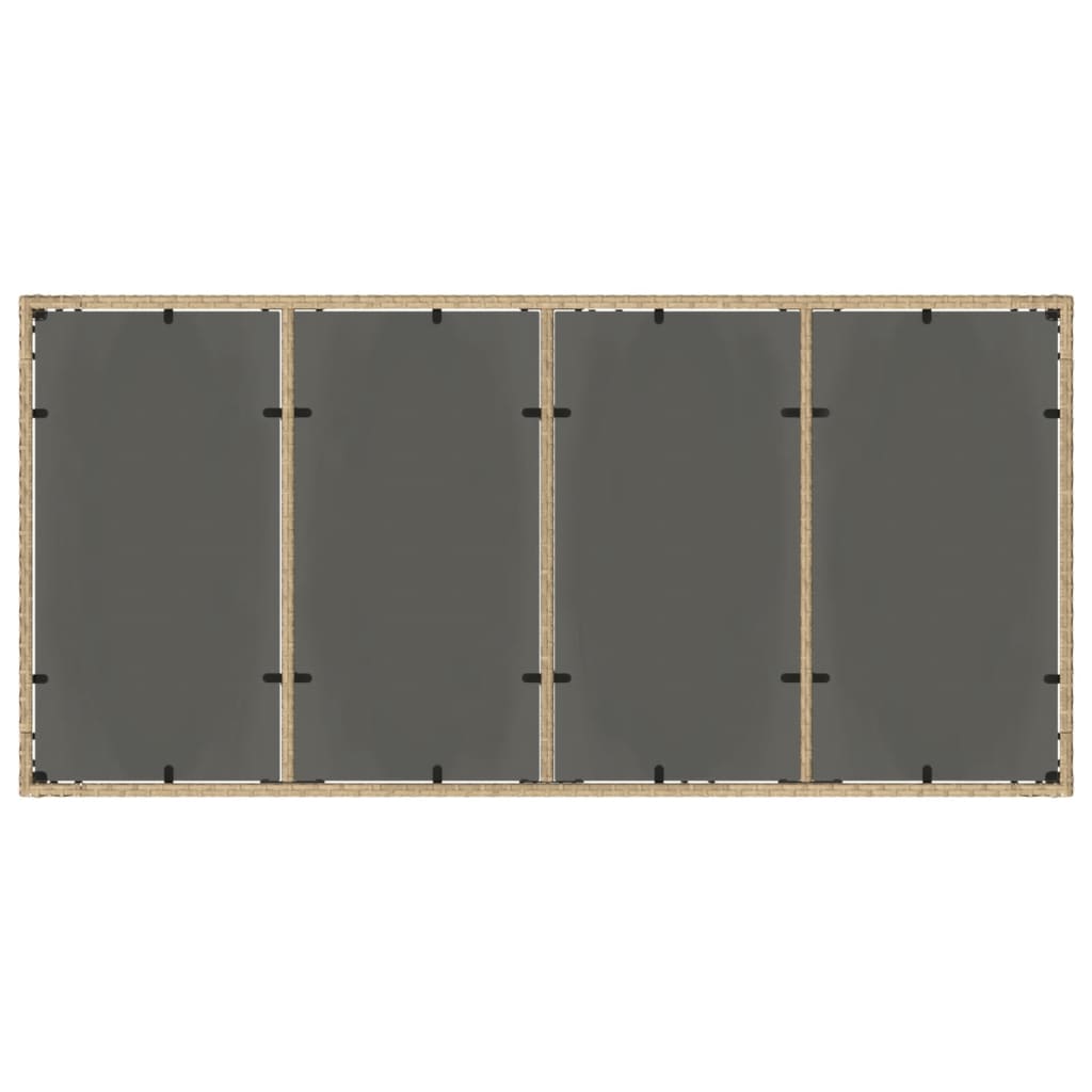 Τραπέζι Κήπου με Γυάλινη Επιφάνεια Μπεζ 190x90x75 εκ Ρατάν