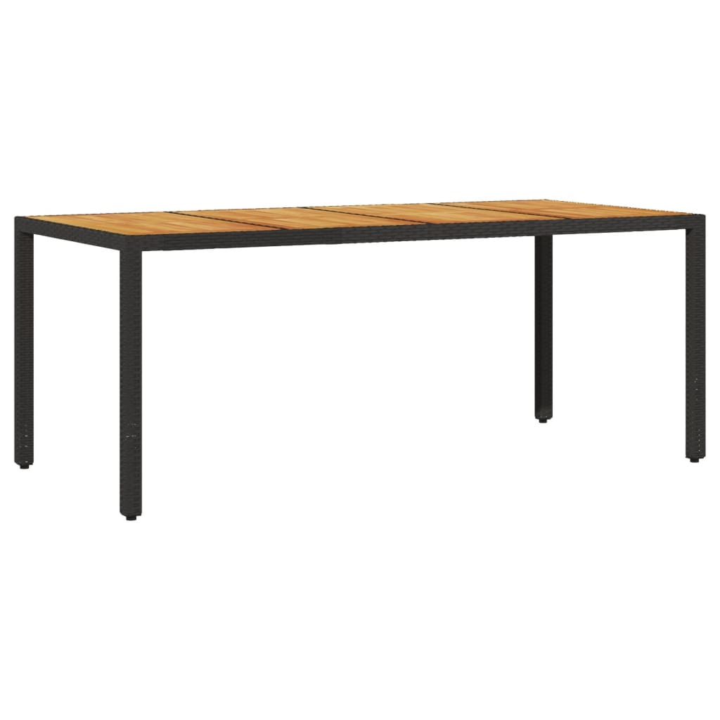 Τραπέζι Κήπου Επιφάνεια Ακακίας Μαύρο 190x90x75 εκ Συνθ Ρατάν