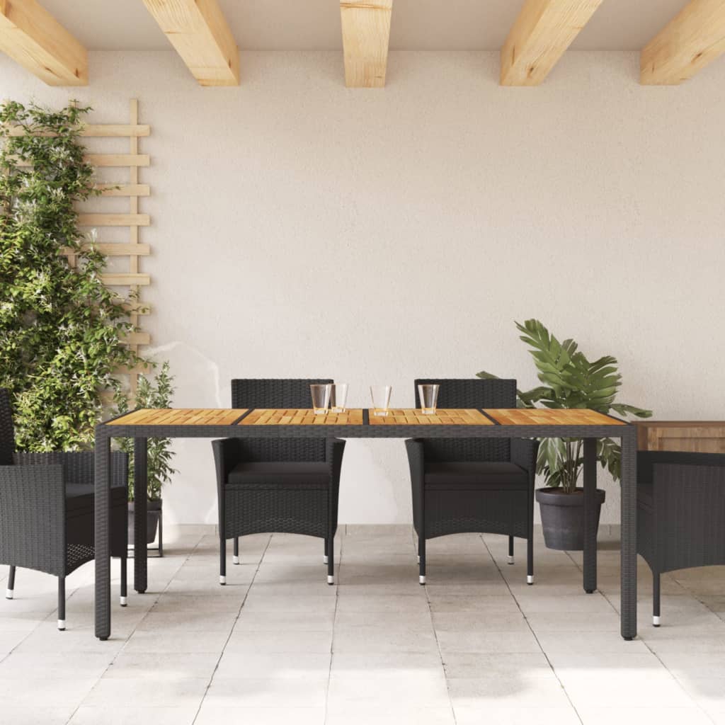 Τραπέζι Κήπου Επιφάνεια Ακακίας Μαύρο 190x90x75 εκ Συνθ Ρατάν