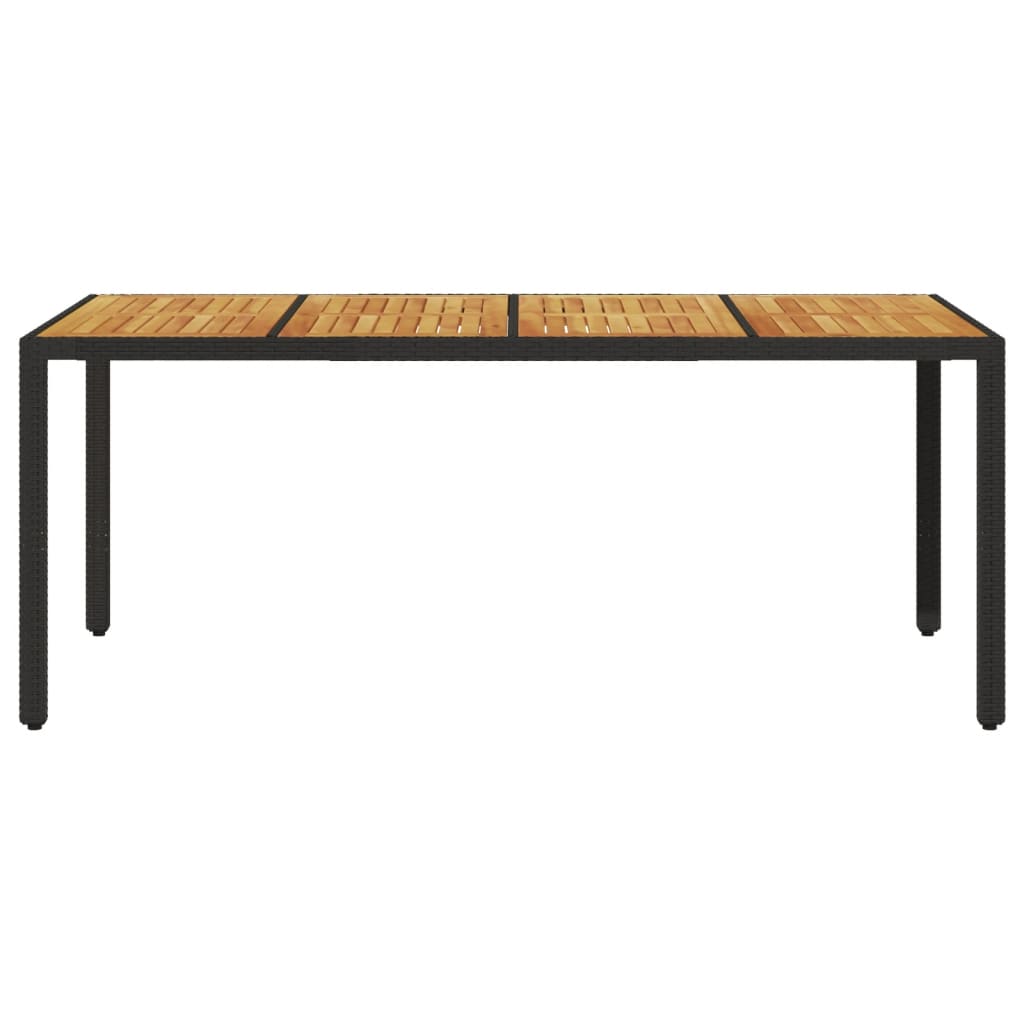 Τραπέζι Κήπου Επιφάνεια Ακακίας Μαύρο 190x90x75 εκ Συνθ Ρατάν