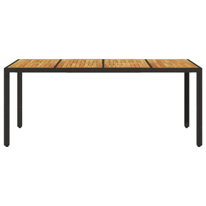 Τραπέζι Κήπου Επιφάνεια Ακακίας Μαύρο 190x90x75 εκ Συνθ Ρατάν
