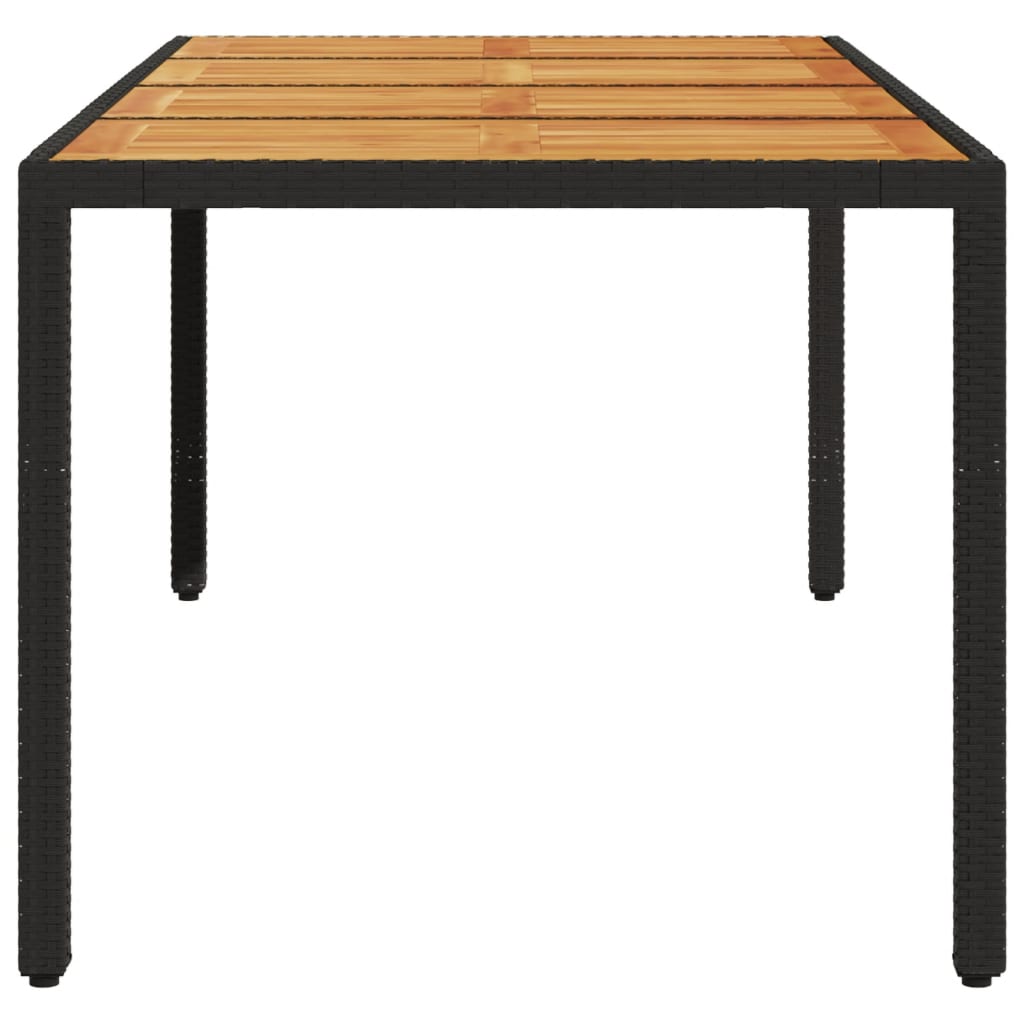 Τραπέζι Κήπου Επιφάνεια Ακακίας Μαύρο 190x90x75 εκ Συνθ Ρατάν