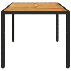 Τραπέζι Κήπου Επιφάνεια Ακακίας Μαύρο 190x90x75 εκ Συνθ Ρατάν