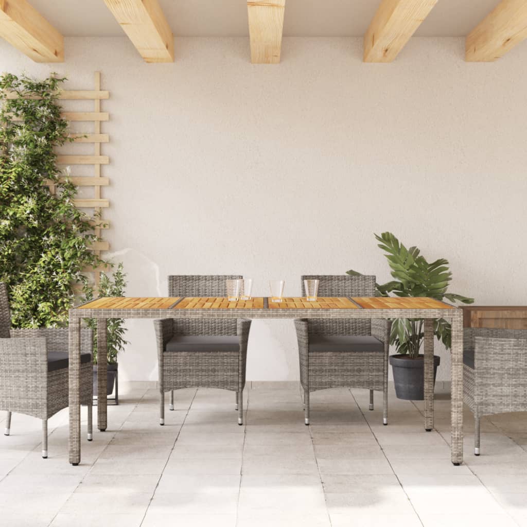 Τραπέζι Κήπου Επιφάνεια Ακακίας Γκρι 190x90x75 εκ Συνθ. Ρατάν