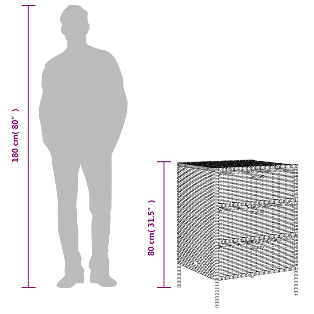Ντουλάπι Αποθήκευσης Κήπου Μαύρο 55x59x80 εκ. Συνθετικό Ρατάν