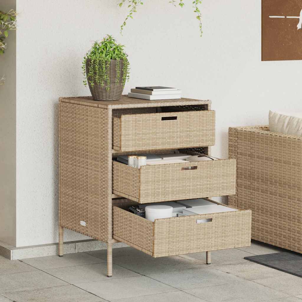 Ντουλάπι Αποθήκευσης Κήπου Beige 55x59x80 εκ. Συνθετικό Ρατάν