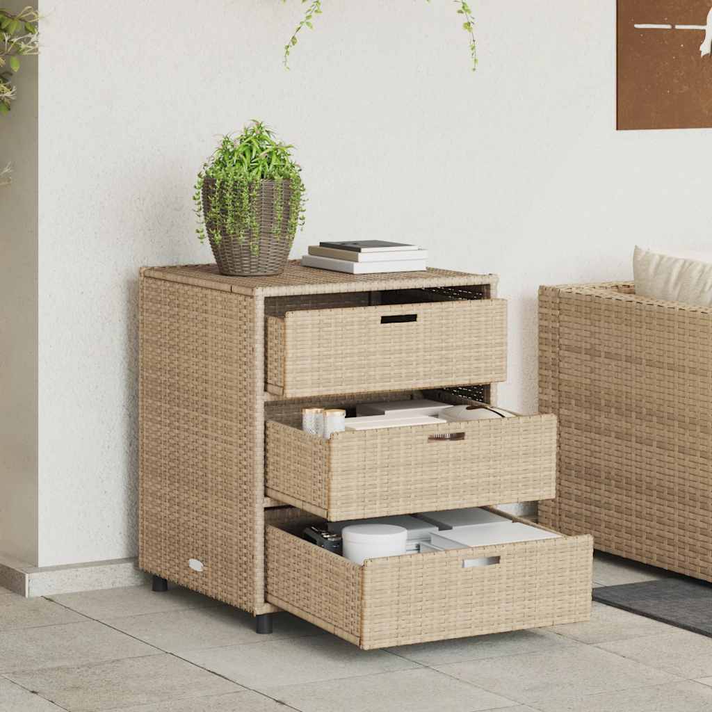 Ντουλάπι Αποθήκευσης Κήπου Beige 55x59x69 εκ. Συνθετικό Ρατάν
