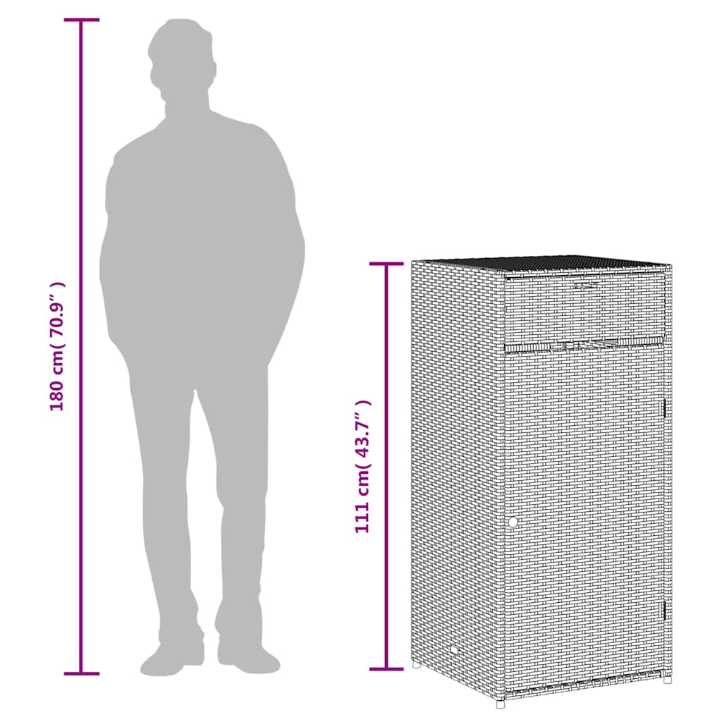Ντουλάπι Αποθήκευσης Κήπου Μαύρο 55x55x111 εκ. από Συνθ. Ρατάν - Pakobazaar