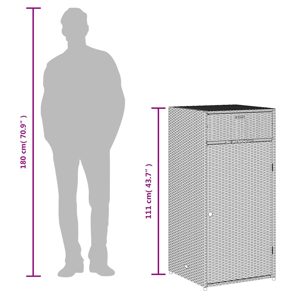 Ντουλάπι Αποθήκευσης Κήπου Καφέ 55x55x111 εκ. Συνθετικό Ρατάν - Pakobazaar