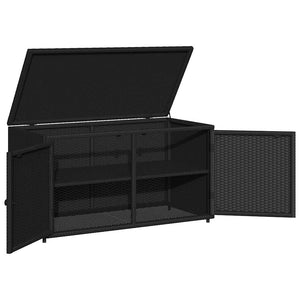 Ντουλάπι Αποθήκευσης Κήπου Μαύρο 110x55,5x60,5 εκ. Συνθ. Ρατάν - Pakobazaar