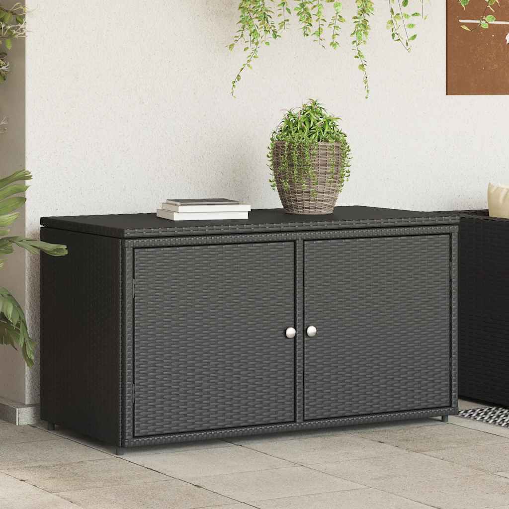 Ντουλάπι Αποθήκευσης Κήπου Μαύρο 110x55,5x60,5 εκ. Συνθ. Ρατάν - Pakobazaar