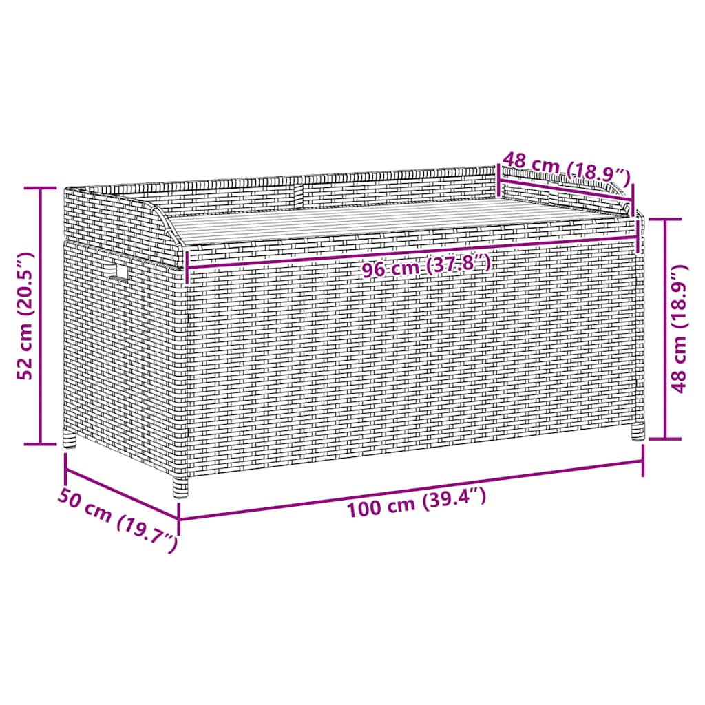 Πάγκος Αποθ.Κήπου Μικτό Μπεζ 100x50x52εκ.Συνθ.Ρατάν/Ξύλο Ακακίας