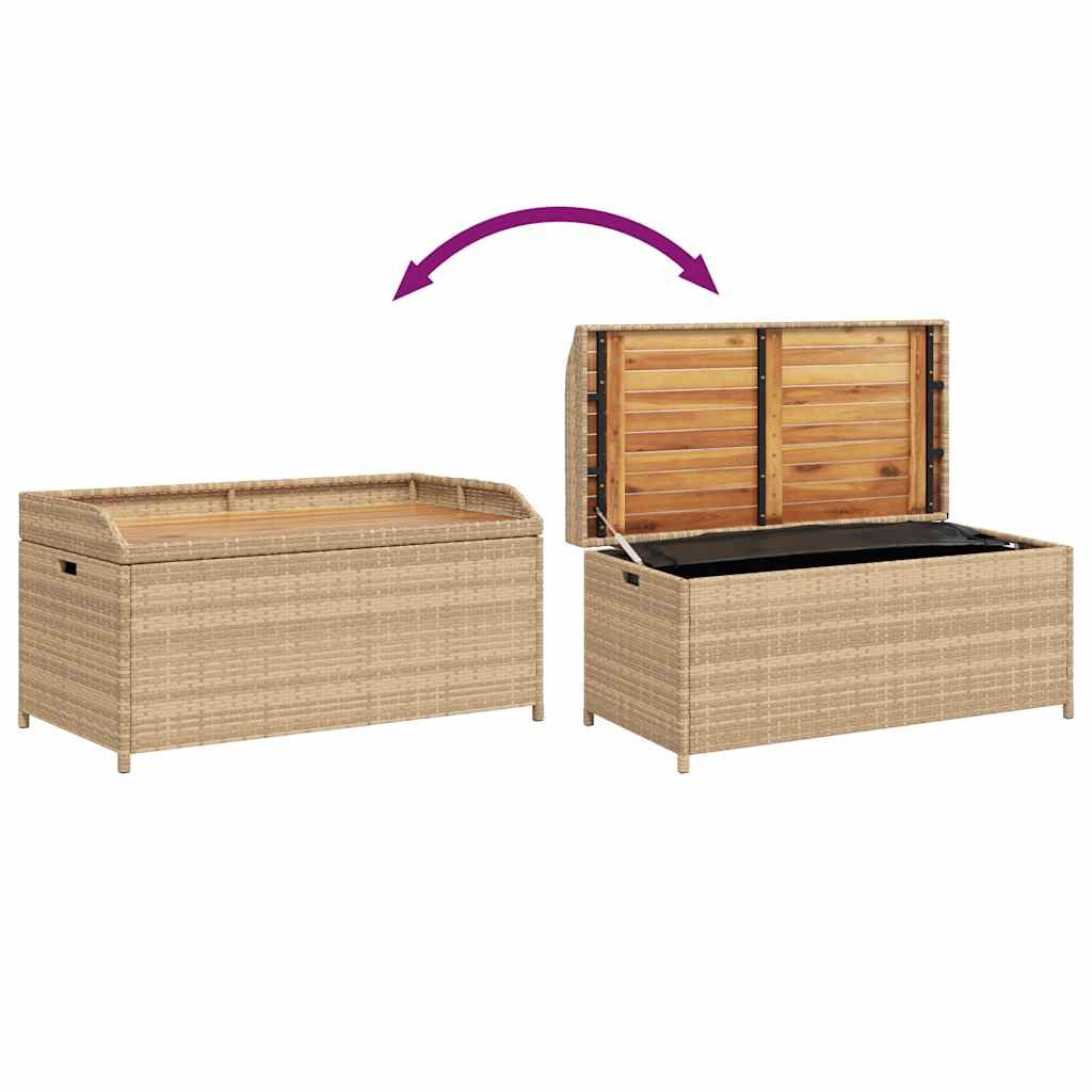 Πάγκος Αποθ.Κήπου Μικτό Μπεζ 100x50x52εκ.Συνθ.Ρατάν/Ξύλο Ακακίας