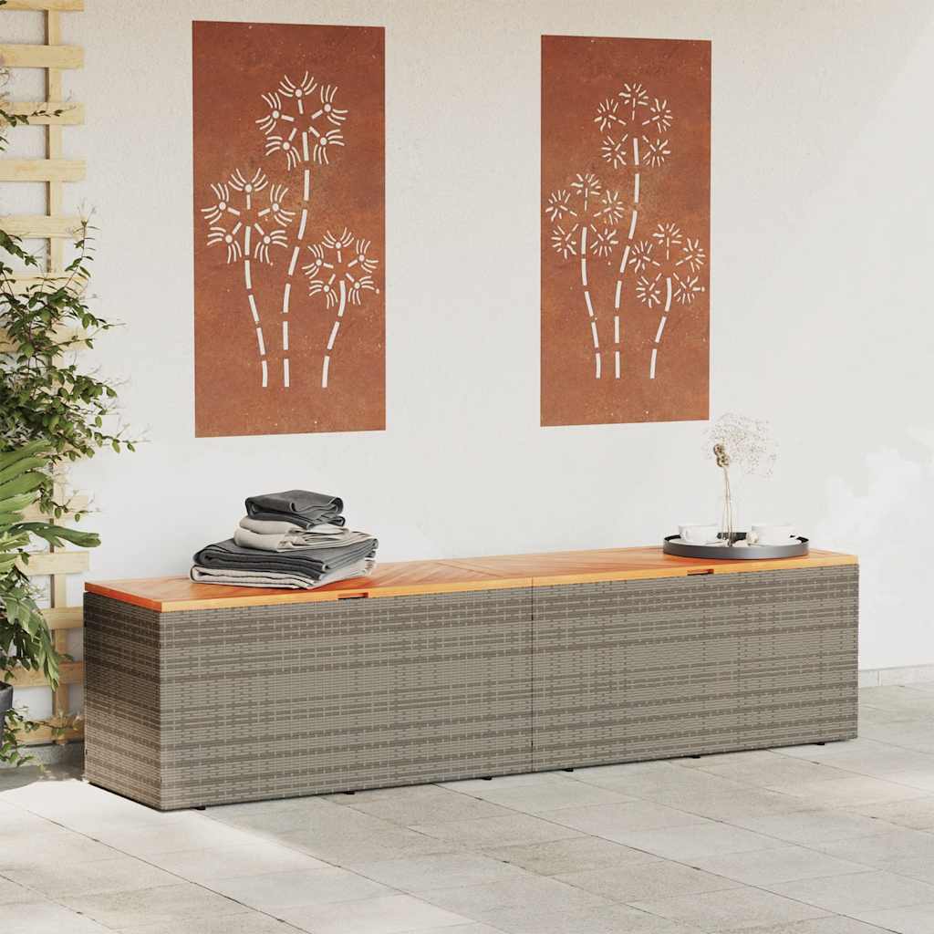 Κουτί Αποθ. Κήπου Γκρι 220x50x54 εκ. Συνθ. Ρατάν/Μασίφ Ακακία