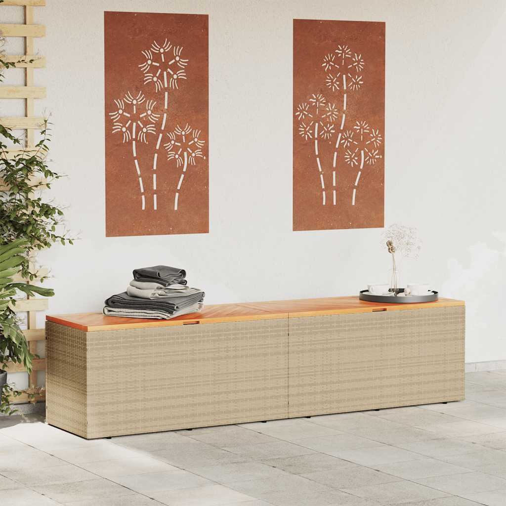 Κουτί Αποθ. Κήπου Μπεζ 220x50x54 εκ. Συνθ. Ρατάν/Μασίφ Ακακία