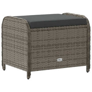 Υποπόδιο Κήπου Γκρι 58x46x46 εκ. Συνθετικό Ρατάν με Μαξιλάρι