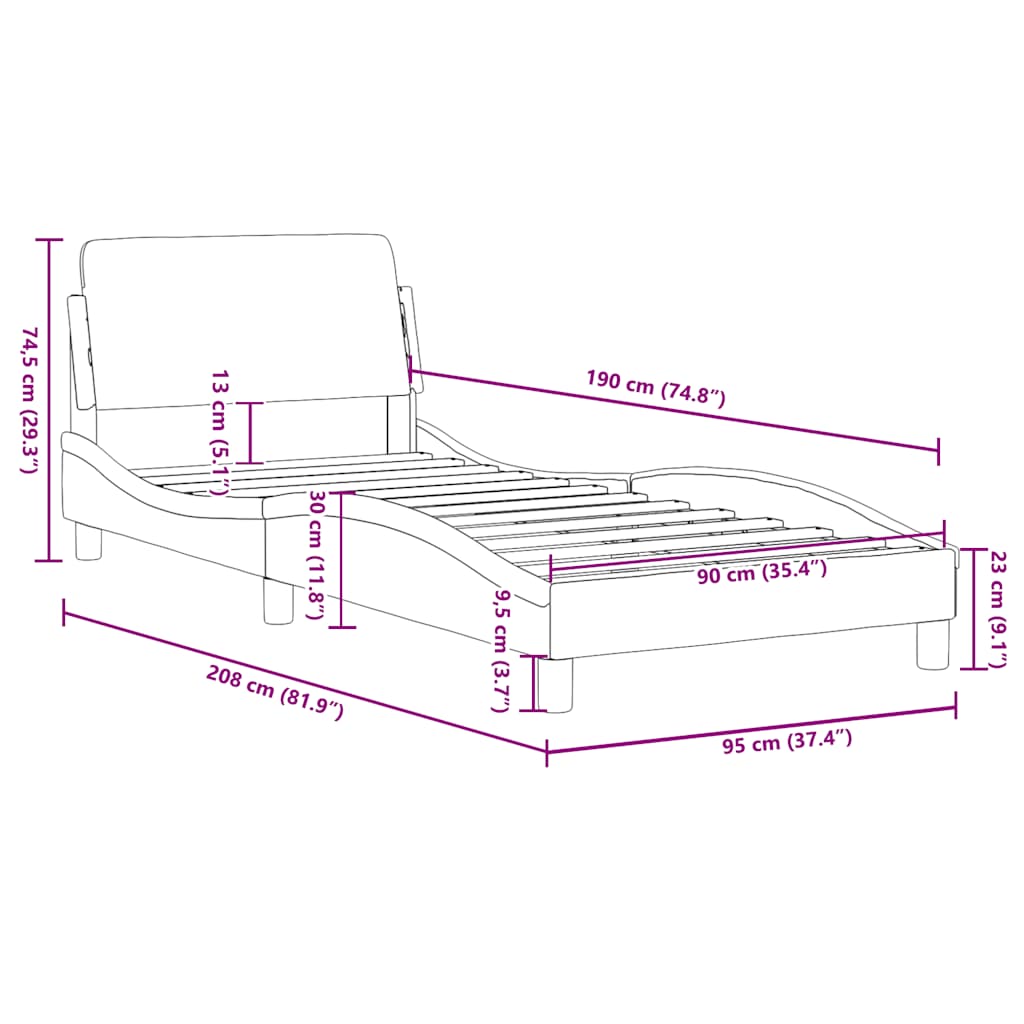 Σκελετός Κρεβατιού με Κεφαλάρι Dover 90x190εκ. Βελούδινο