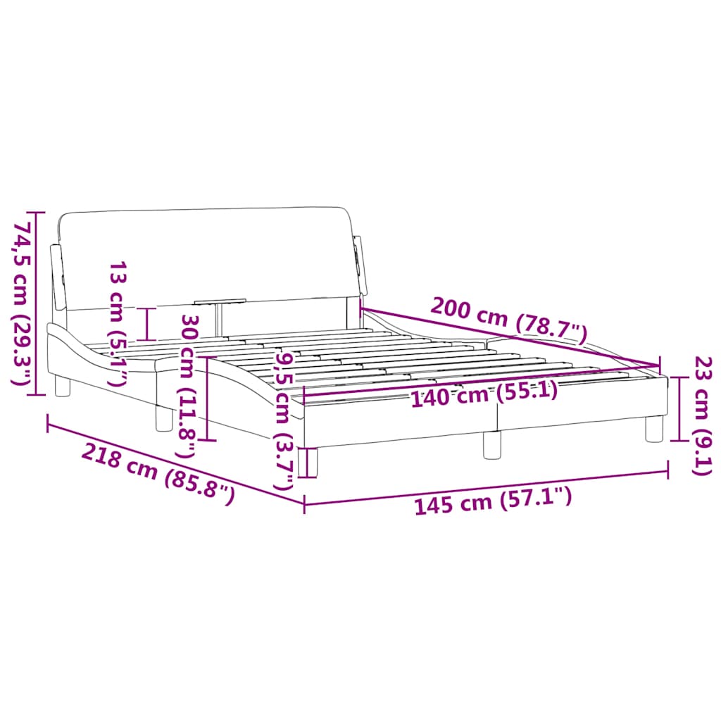 Πλαίσιο Κρεβατιού με Κεφαλάρι Dover 140x200εκ Υφασμάτινο