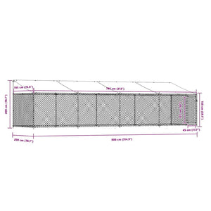 Κλουβί Σκύλου με Οροφή και Πόρτες Γκρι 8x2x2 μ. Γαλβ. Χάλυβας - Pakobazaar