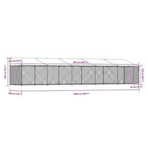 Κλουβί Σκύλου με Οροφή και Πόρτες Γκρι 10x2x2 μ. Γαλβ. Χάλυβας - Pakobazaar