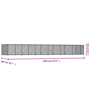 Κλουβί Σκύλου με Πόρτα Γκρι 12x2x1,5 μ. Γαλβανισμένος Χάλυβας