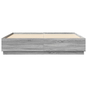 Πλαίσιο Κρεβατιού με Φώτα LED Γκρι sonoma 200x200εκ. Επεξ. Ξύλο