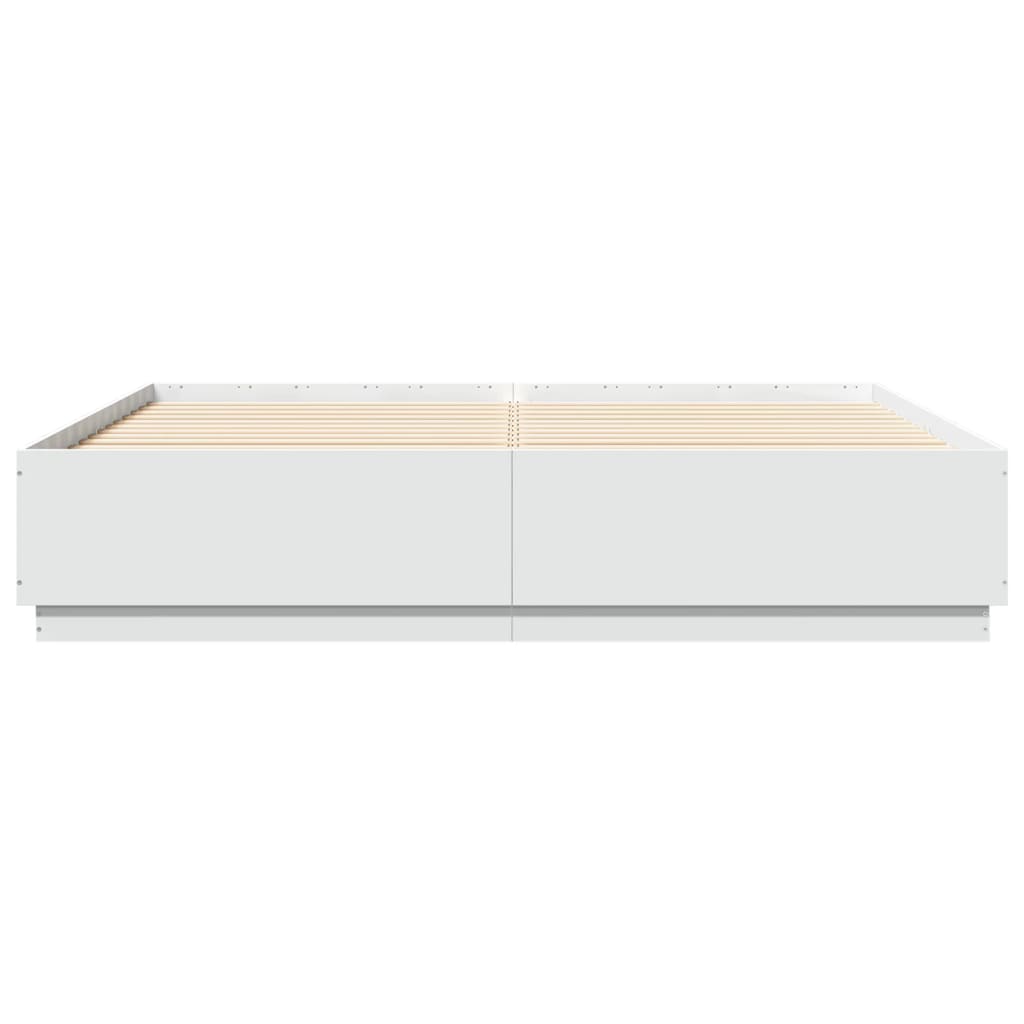 Πλαίσιο Κρεβατιού με Φώτα LED Λευκό 180x200 εκ. Επεξ. Ξύλο