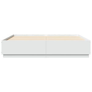 Πλαίσιο Κρεβατιού με Φώτα LED Λευκό 180x200 εκ. Επεξ. Ξύλο