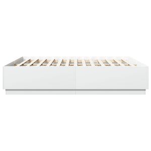 Πλαίσιο Κρεβατιού με Φώτα LED Λευκό 180x200 εκ. Επεξ. Ξύλο