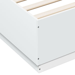 Πλαίσιο Κρεβατιού με Φώτα LED Λευκό 180x200 εκ. Επεξ. Ξύλο
