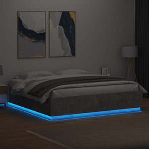 Πλαίσιο Κρεβατιού με LED Γκρι Σκυρ. 180x200 εκ. Επεξ. Ξύλο