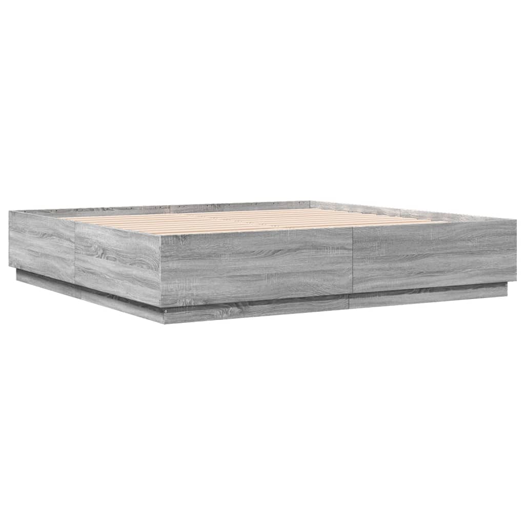 Πλαίσιο Κρεβατιού με LED Γκρι sonoma 180x200εκ. Επεξ. Ξύλο