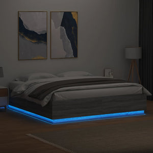 Πλαίσιο Κρεβατιού με LED Γκρι sonoma 180x200εκ. Επεξ. Ξύλο