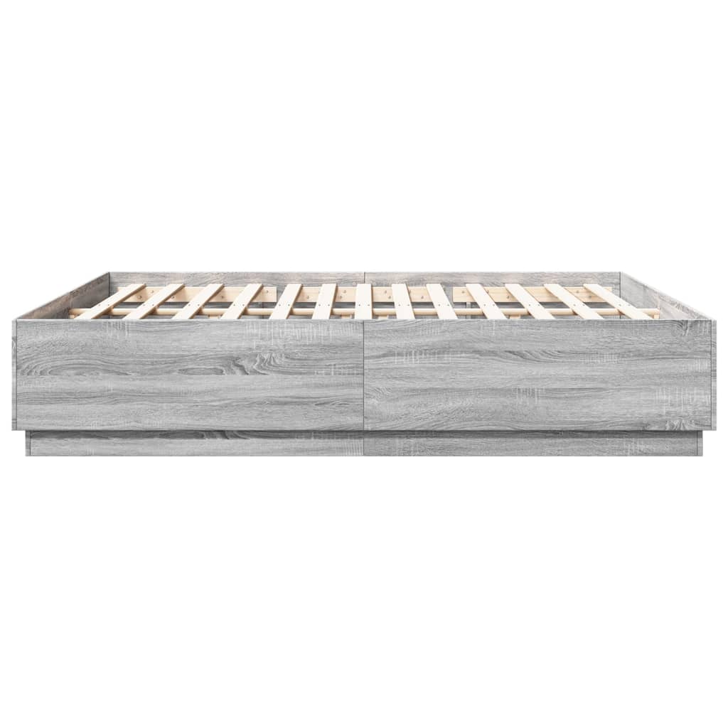 Πλαίσιο Κρεβατιού με LED Γκρι sonoma 180x200εκ. Επεξ. Ξύλο