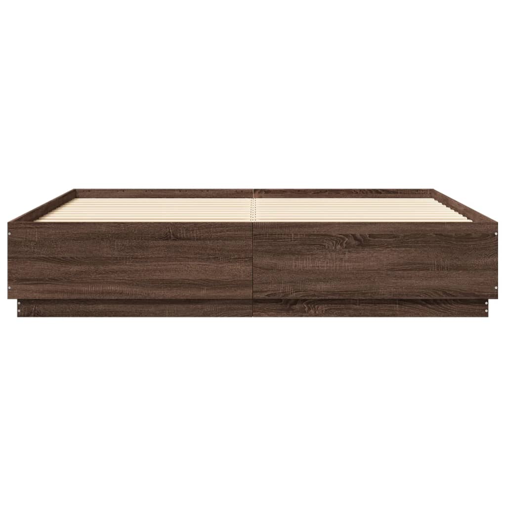 Πλαίσιο Κρεβατιού με LED Καφέ δρυς 180x200 εκ. Επεξ. Ξύλο - Pakobazaar
