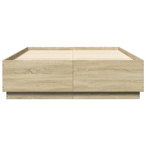 Πλαίσιο Κρεβατιού με LED Sonoma Δρυς 160x200εκ. Επεξ. Ξύλο