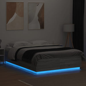 Πλαίσιο Κρεβατιού με LED Γκρι sonoma 160x200εκ. Επεξ. Ξύλο