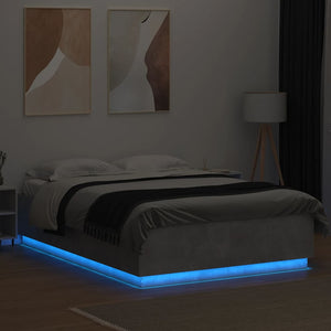 Πλαίσιο Κρεβατιού με LED Γκρι Σκυρ. 150x200 εκ. Επεξ. Ξύλο - Pakobazaar