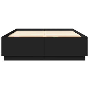 Πλαίσιο Κρεβατιού με Φώτα LED Μαύρο 140x200 εκ. Επεξ. Ξύλο