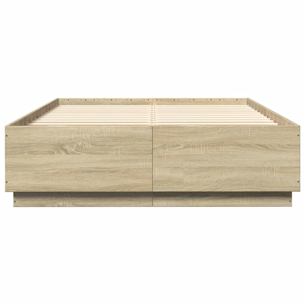 Πλαίσιο Κρεβατιού με Φώτα LED Sonoma Δρυς 140x200εκ. Επεξ. Ξύλο