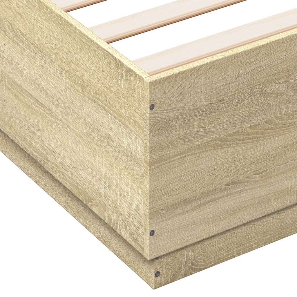 Πλαίσιο Κρεβατιού με Φώτα LED Sonoma Δρυς 140x200εκ. Επεξ. Ξύλο