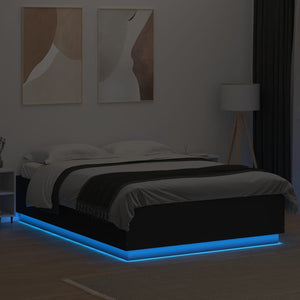 Πλαίσιο Κρεβατιού με LED Μαύρο 120 x 200 εκ. Επεξ. Ξύλο